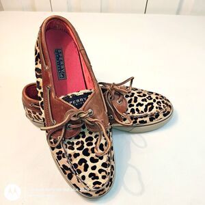 Sperry - Bahama Leopard Print Fur Topsiders Boat Deck Shoe - Women’s size 9